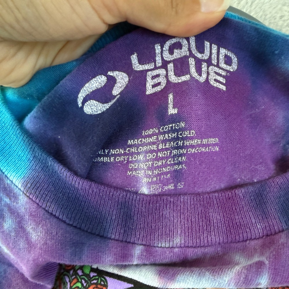 Y2K Liquid Blue Grateful Dead Tie Dye Bears TShirt Large Mandala Skull Roses VTG - Picture 2 of 9